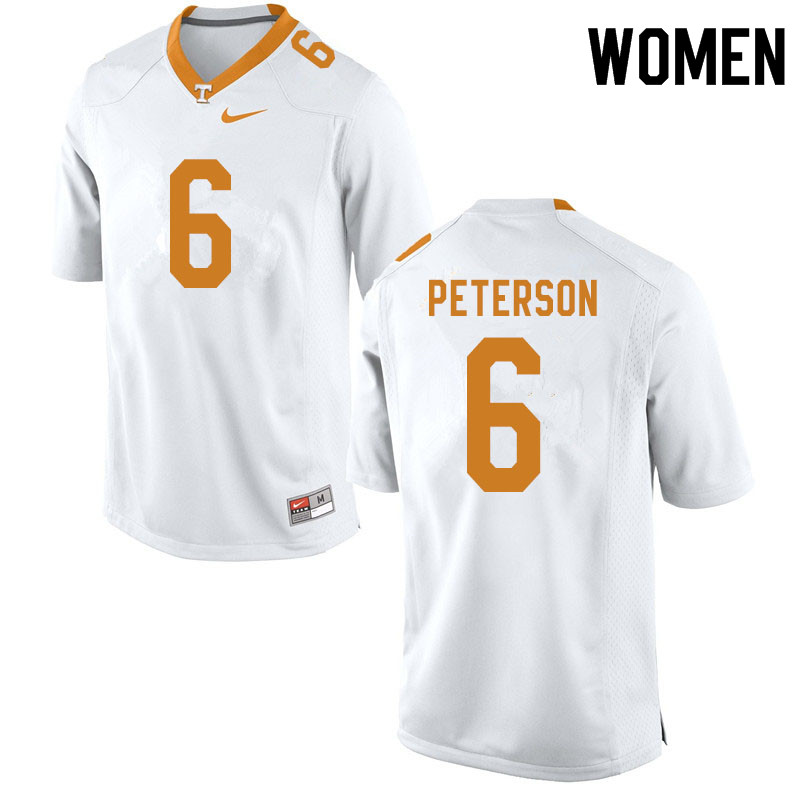 Women #6 J.J. Peterson Tennessee Volunteers College Football Jerseys Sale-White